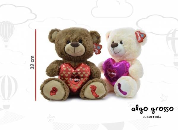 OSO SENTADO CON CORAZON FRASE "TE AMO" 30CM art.5418