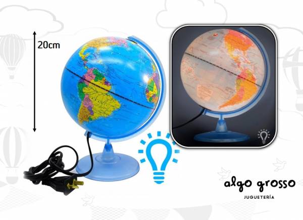 GLOBO TERRAQUEO CON LUZ 20CM art.207-LW
