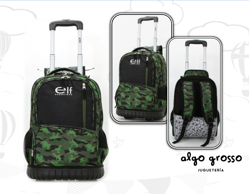 ELF MOCHILA CARRO BASE GOMA 2 CIERRES + BOLSILLO art.6424 – Algo Grosso –  Juguetería