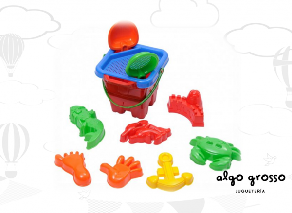 BALDE HEXAGONAL EN RED + 10 ACCESORIOS YUYU art.36