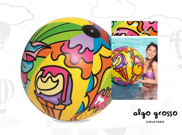 BESTWAY PELOTA INFLABLE ARTE COLLECTION 91CM art.31044