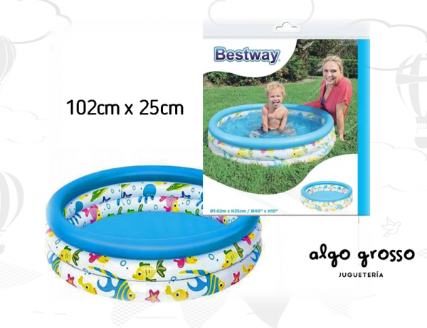 BESTWAY PILETA 3 ANILLOS FONDO DEL MAR art.51008