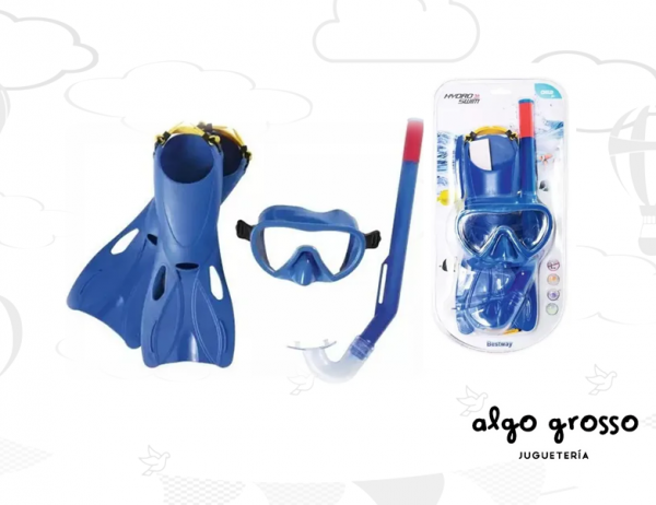 BESTWAY SET BUCEO CLASICO PATAS MASCARA SNORKEL +3 art.25039
