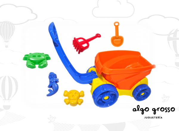 CARRITO ARRASTRE + 5 ACCESORIOS PLAYA EN RED YUYU art.641