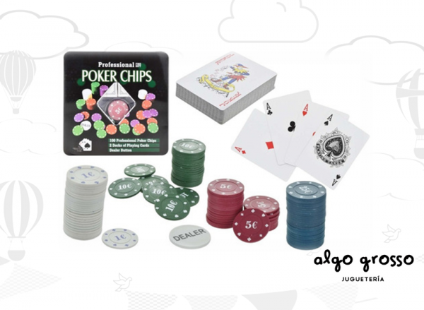 SET POKER 100 FICHAS 2 MAZOS EN LATA art.JW074