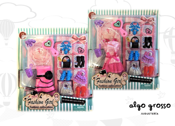 SET DE ROPA Y ACCESORIOS PARA MUÑECA FASHION GIRL art.2212-B