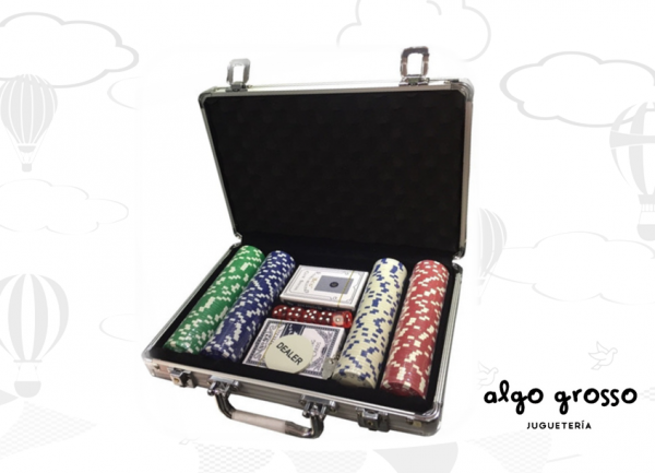 VALIJA DE POKER 200 FICHAS + 5 DADOS + 2 MAZOS art.JW076