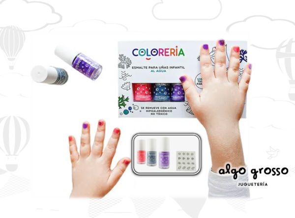 SET DE 3 ESMALTES AL AGUA SIRENA + SORPRESA
