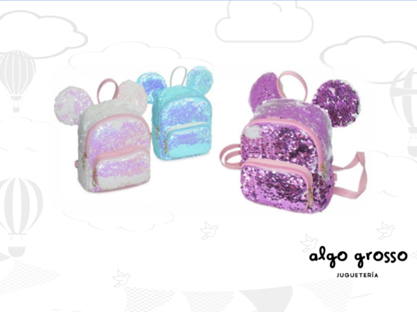 MOCHILA LENTEJUELAS CON OREJAS REDONDAS REVERSIBLE art.16017