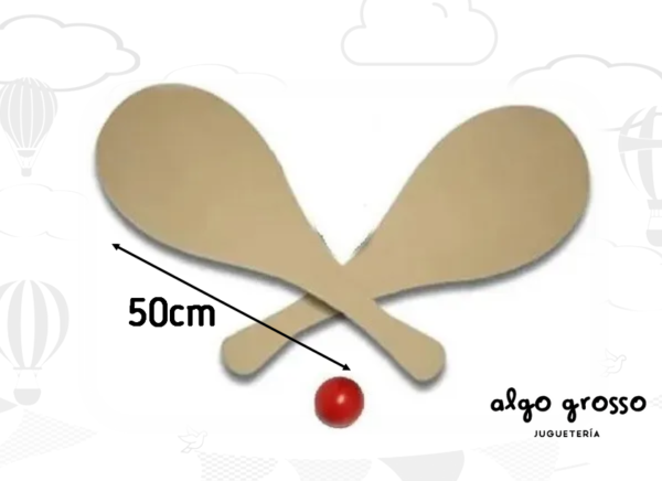 SET 2 PALETA DE MADERA 50cm + PELOTA art.1307