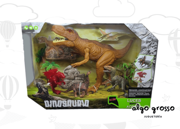 SET DINOSAURIO GRANDE CON LUCES Y SONIDO 4 PIEZAS art.7097