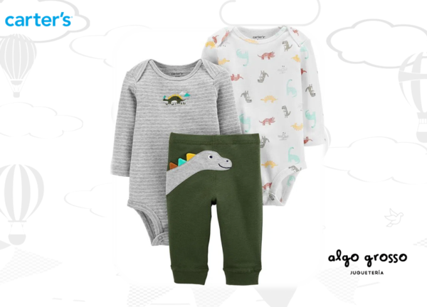 SET 3 PIEZAS TALLE 12M BODYS Y PANTALON DINOSAURIO art.19617810