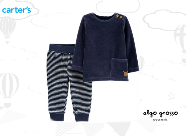 SET 2 PIEZAS TALLE 12M BUZO Y PANTALON TERCIOPELO AZUL OSO art.19623010