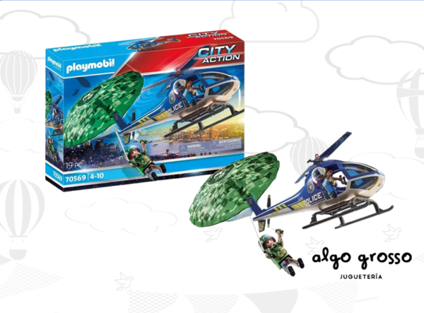 PLAYMOBIL CITY ACTION HELICOPTERO POLICIA CON PARACAIDAS art.70569