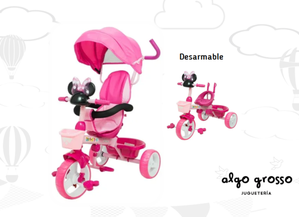 TRICICLO MINNIE CON BARRAL CAPOTA Y SONIDO art.1429/XG-9241