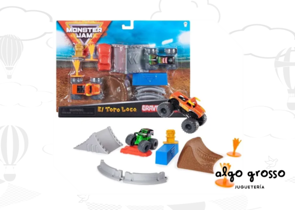 MONSTER JAM STUNT SET 2 VEHICULOS + ACCESORIOS art.58725