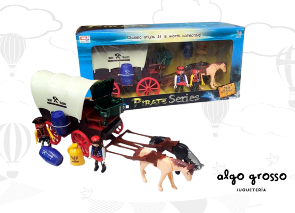 PIRATAS SET DE MUÑECOS + CARRUAJE SIMIL PLAYMOBIL EN CAJA art.FD90809-9