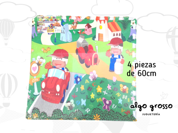 PISO GOMA EVA ENCASTRABLE CON DIBUJOS Y BORDES 4 PIEZAS MOSAICOS DE 60CM art.FDCB7620