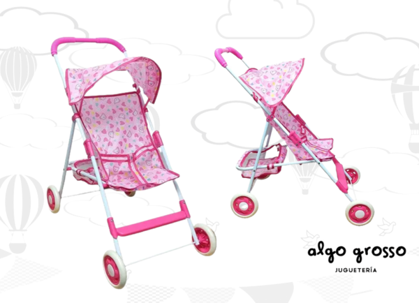 COCHE CON CAPOTA PARA MUÑECA METAL EN BOLSA art.23881