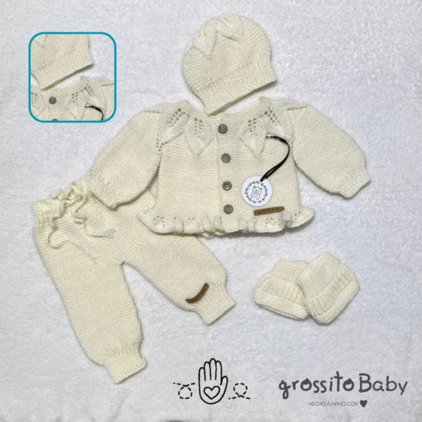 CONJUNTO TEJIDO ABRIGO, PANTALON, ESCARPINES Y GORRO art.BBGS1017 - Imagen 2