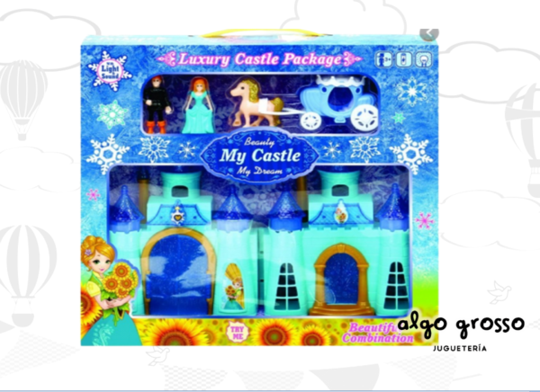 CASTILLO CON LUZ Y SONIDO + CARRUAJE Y 2 MINI FIGURAS art.SD21777