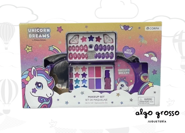 SET MAQUILLAJE PLEGABLE 4 COMPARTIMIENTOS UNICORN DREAMS MAKEUP art.UD5506L