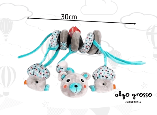 TIRA DE CUNA/COCHE SONAJERO ESPIRAL PELUCHE OSO GRIS art.8710