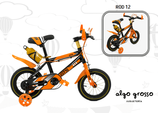 BICICLETA ROD 12 MTB NARANJA/NEGRO art.3304