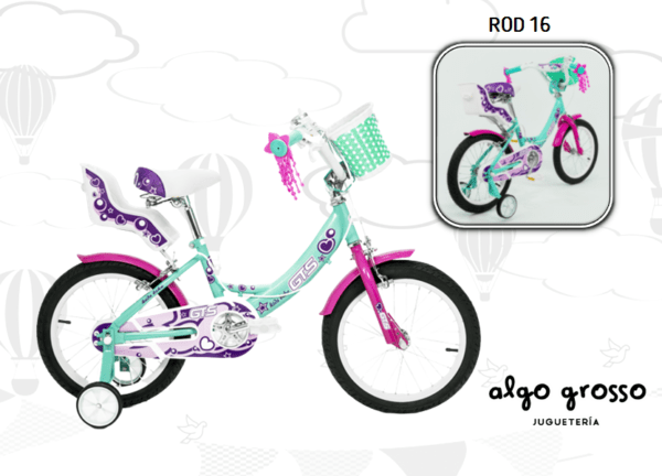 BICICLETA ROD 16 PASEO VERDE/ROSA art.3312