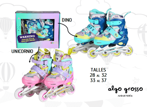 ROLLER EXTENSIBLES CON  LUCES (DINO/UNICORNIO_28-32/33-37) art.RLL170