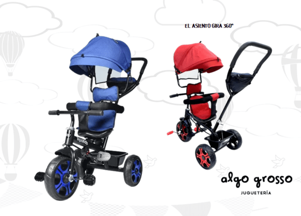 TRICICLO DIRECCIONAL ASIENTO 360 CON CAPOTA Y APOYA PIES art.TR760