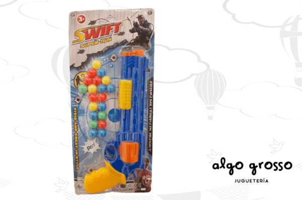 PISTOLA 30CM LANZA PELOTAS SWIFT SUPER GUN art.163299
