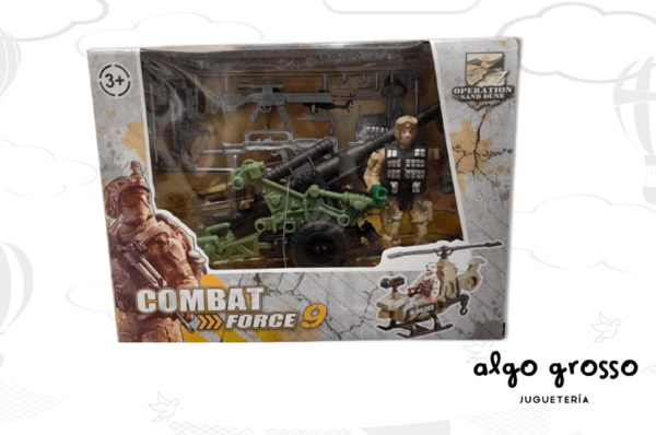 COMBAT FORCE 9 SET MILITAR CAÑON FIGX1 9CM CON ACCESORIOS art.BL3407