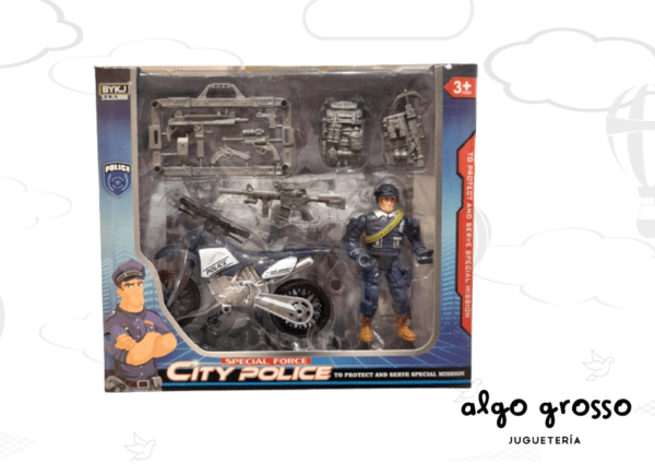 SET CIUDAD POLICIA MUÑECO VEHICULO Y ACCESORIOS art.1747970