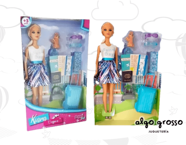 KIARA VIAJERA MUÑECA 30CM + ACCESORIOS art.7139/B525