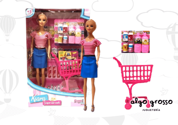 KIARA SUPERMERCADO MUÑECA 30CM + ACCESORIO art.7140/B530