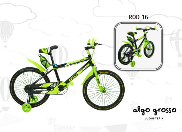 BICICLETA ROD 16 MTB VERDE/NEGRO art.3310