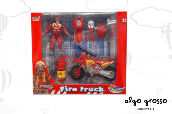 FIRE TRUCK SET BOMBERO MOTO FIG 9CM C/ACC 23X20CM art.BL6776