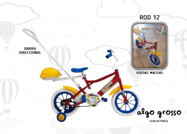 BICICLETA ROD12 CHIKYS ROJA CON BARRAL DE EMPUJE art.6066