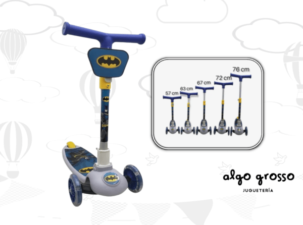 MONOPATIN BATMAN 4 RUEDAS CON LUZ  ESTAMPADO art.10141
