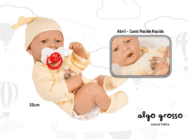 BEBE ABRIL/SANTI RECIEN NACIDO 30CM +CHUPETE CASITA DE MUÑECAS art.118B
