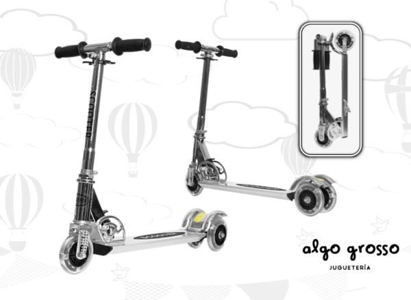 MONOPATIN SCOOTER ALUMINIO CLASICO 3 RUEDAS CON LUZ Y SUSPENSION art.FD28
