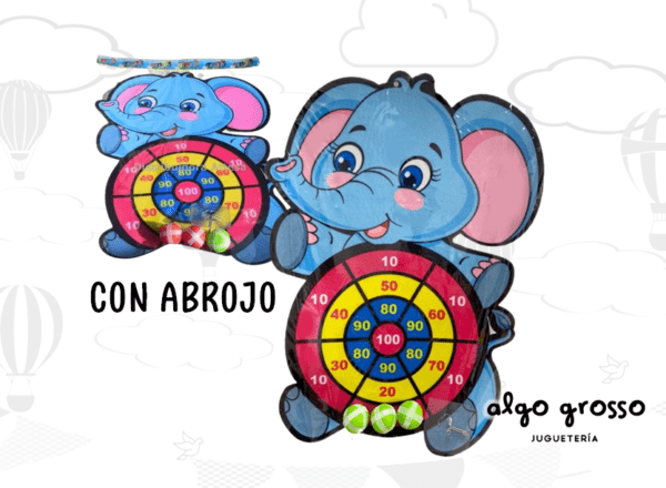 TIRO AL BLANCO "ELEFANTE" DE TELA + PELOTAS DARDOS CON ABROJO  art.889-9