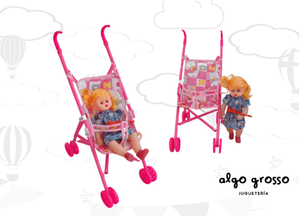 COCHECITO + MUÑECA BABY DOLL EN BOLSA art.52403