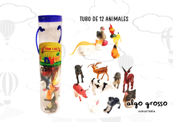 ANIMALES GRANJA MANYMALS EN TUBO X 12 MINI FIGURAS art.T309/14