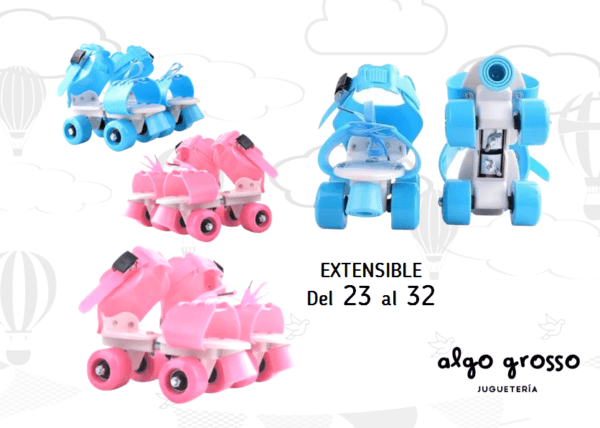 PATIN CARRO PLASTICO ROSA - CELESTE EXTENSIBLE 23 AL 32 art.FDR3560
