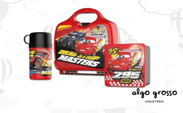 LUNCHERA PLASTICA CARS BOTELLA TAZA SANDWICH art.5354