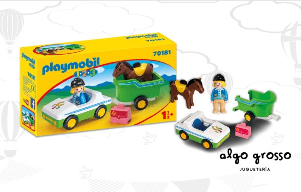 PLAYMOBIL 123 COCHE + REMOLQUE Y CABALLO art.70181