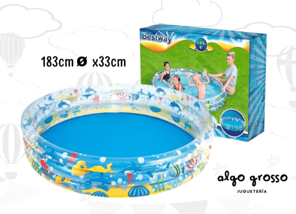 BESTWAY PILETA MUNDO MARINO - 3 ANILLOS art.51005