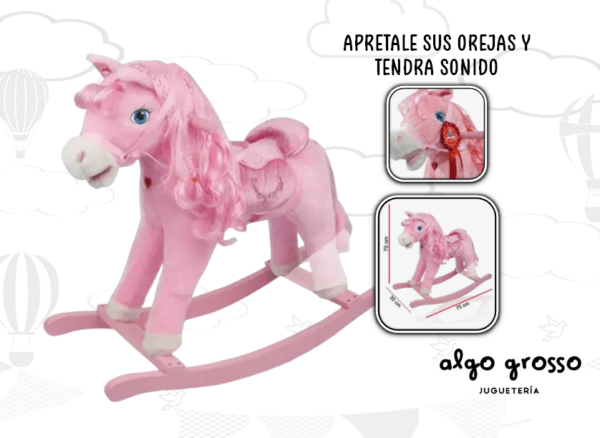 CABALLO MECEDOR ROSA CON SONIDO art.9011